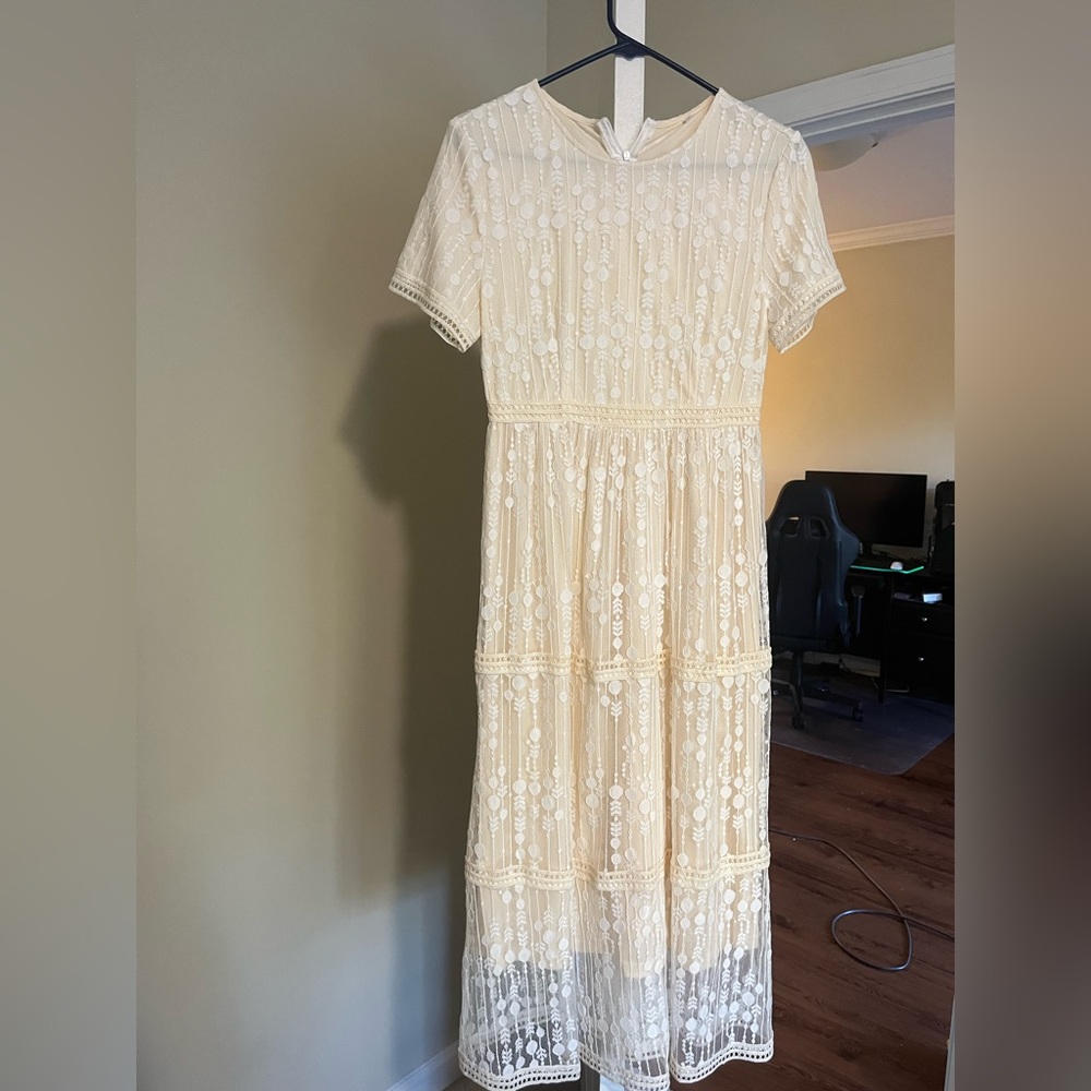 Small Baltic born white lace dress